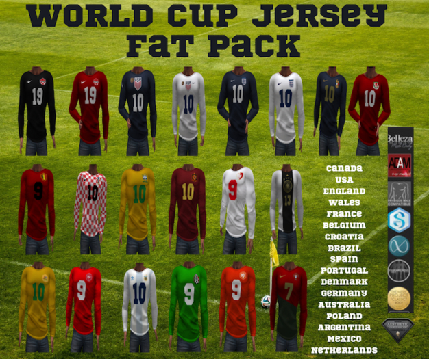 Second Life Marketplace FIFA World Cup Football Soccer Jersey Fat